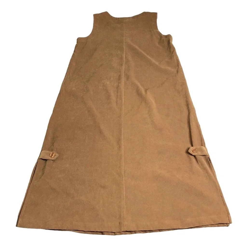 Vintage 90s Y2K Real Comfort Maxi Dress Jumper 8 Brown Sleeveless Tank Lagenlook - Picture 3 of 16